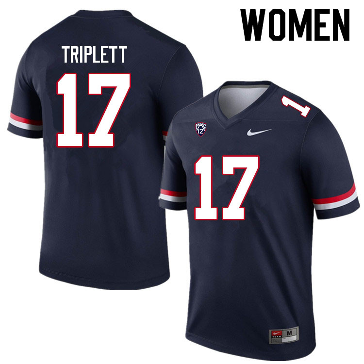 Women #17 Jabar Triplett Arizona Wildcats College Football Jerseys Sale-Navy - Click Image to Close